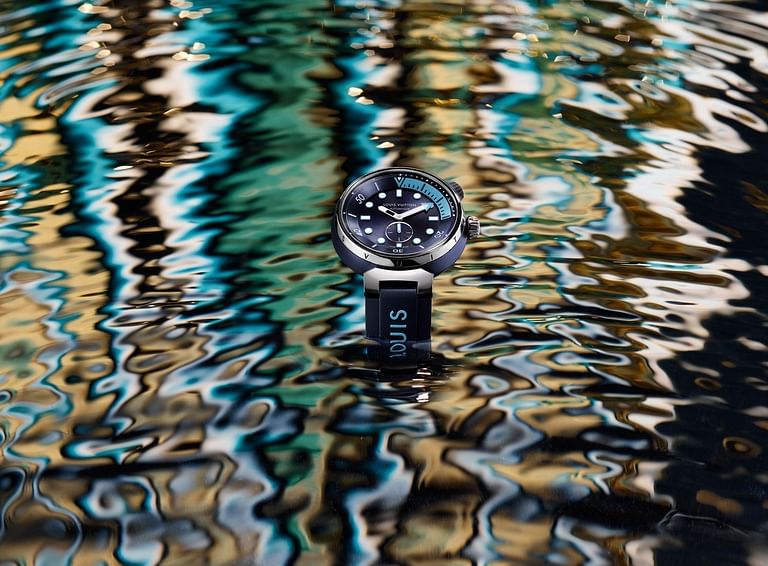 The article: Louis Vuitton presents its latest campaign for the Tambour Street  Diver watch featuring Tahar Rahim, Sophie Turner and Minho Lee